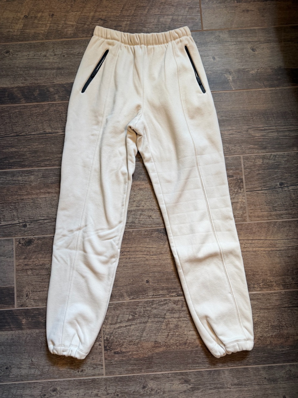 VSX Cream Women's Jogger Pants with Black Zip Accents